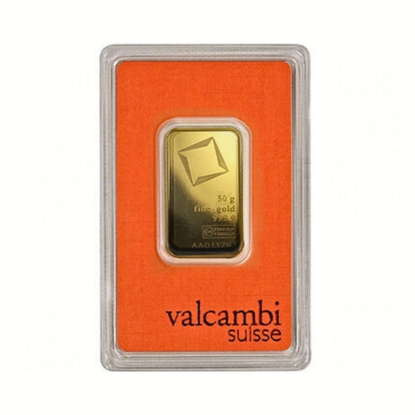 50g Valcambi Suisse kuldplaat
