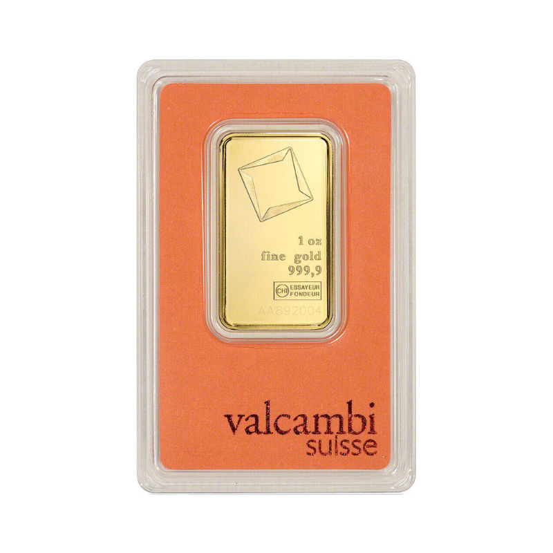 1oz Valcambi 999.9 kuldplaat