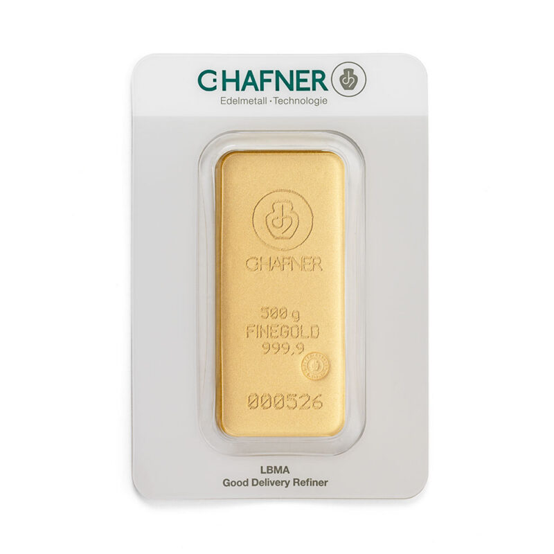 500g C.Hafner 999.9 kuldplaat (valand)