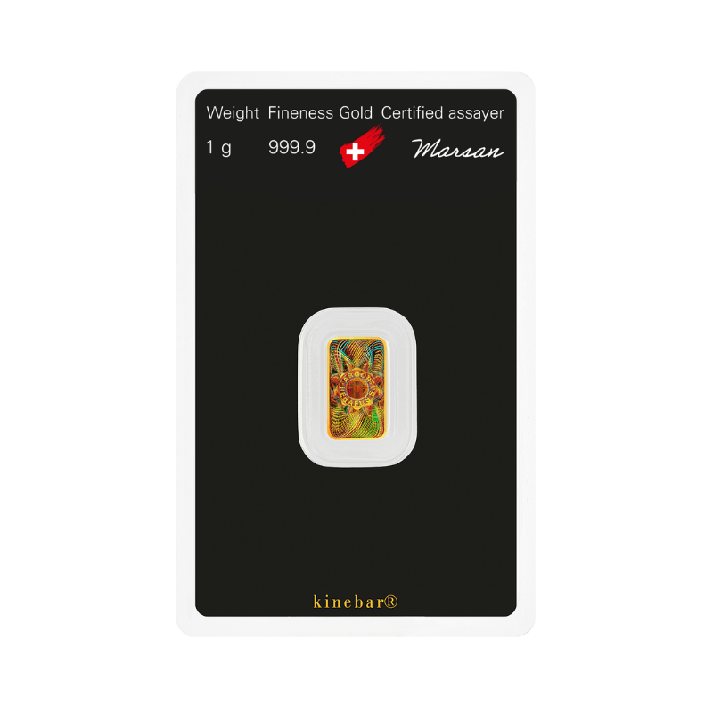 kuldplaat 1g card back kinebar Argor-Heraeus